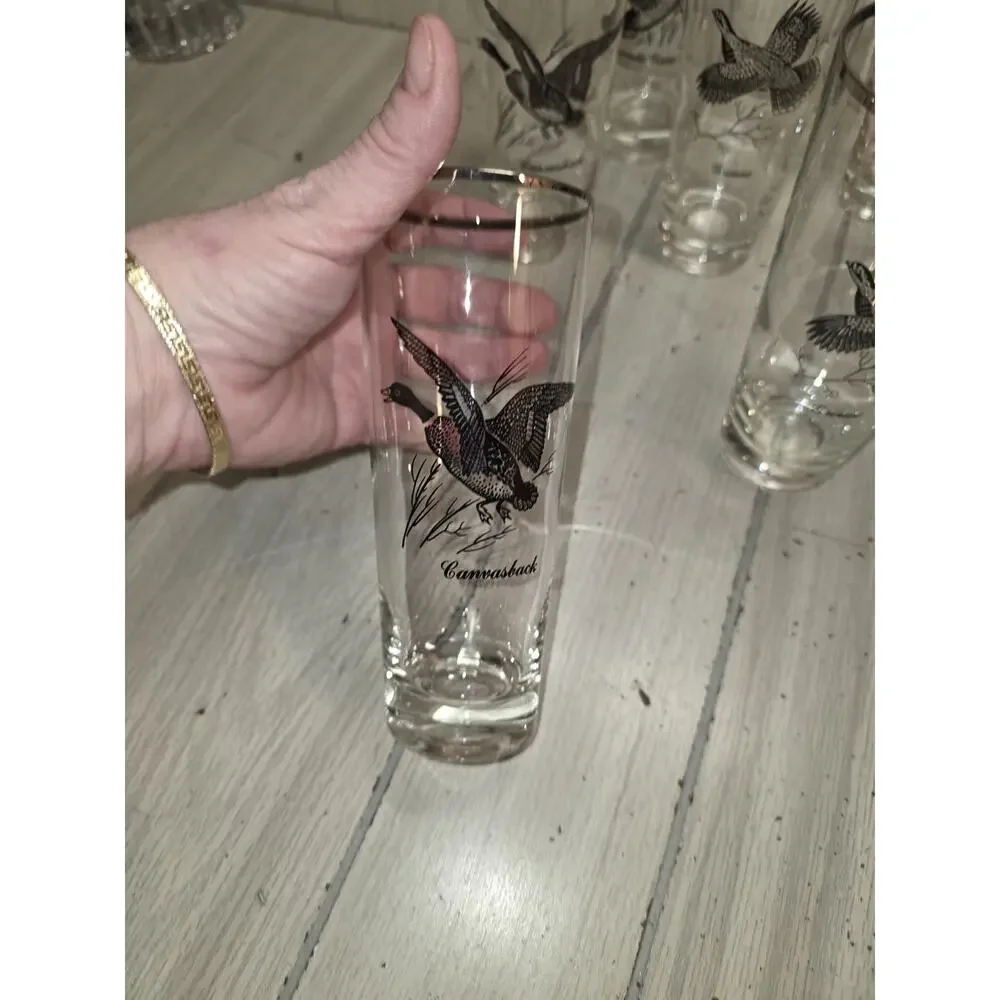 Vtg Federal Highball Glasses Canada Goose Game Birds Sportsman Barware Man Cave